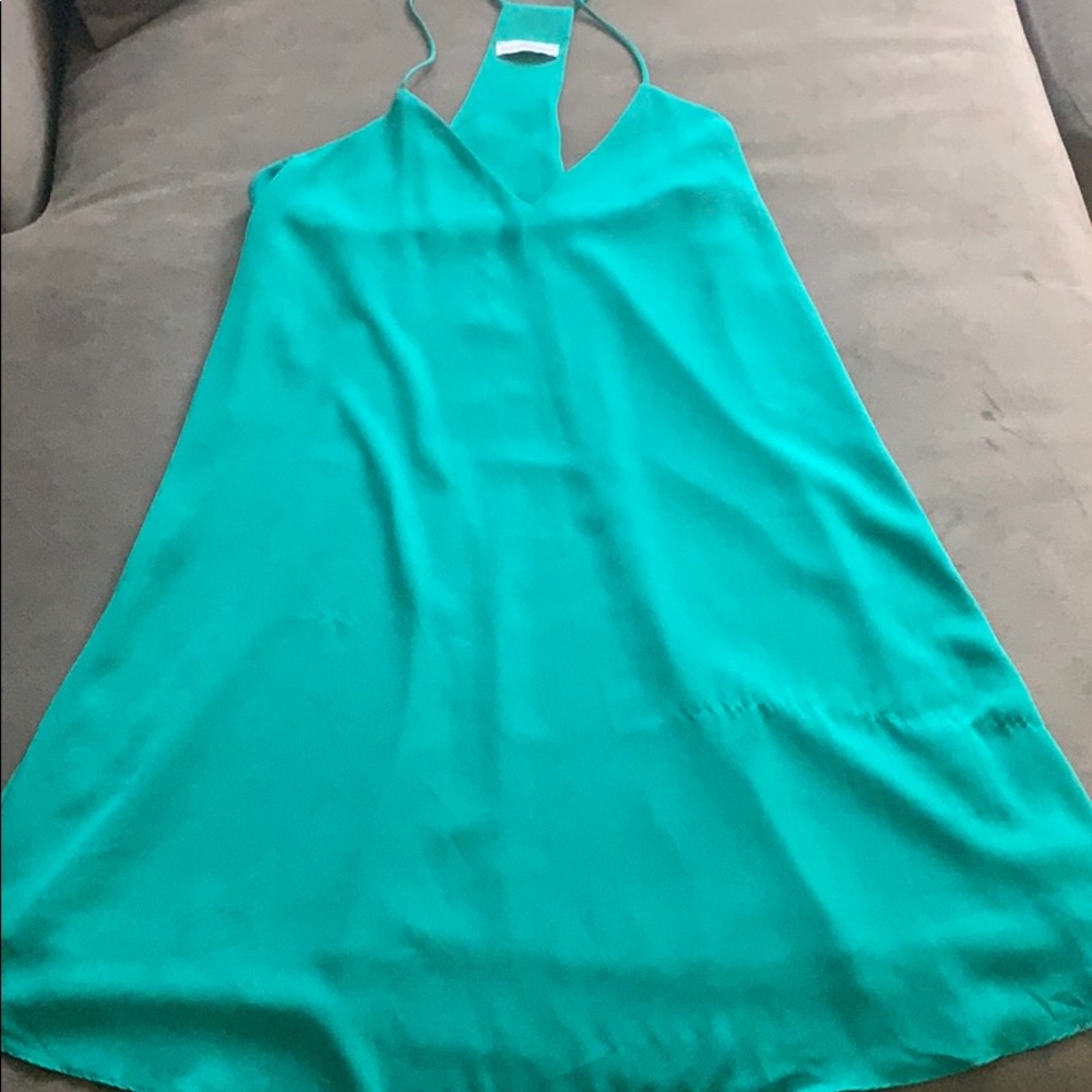 Thin strap emerald dress